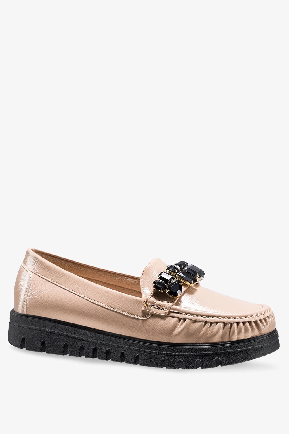 LEKKIE MOKASYNY PÓŁBUTY LAKIEROWANE DAMSKIE NA PLATFORMIE KRYSZTAŁKI r 39 Stan opakowania oryginalne