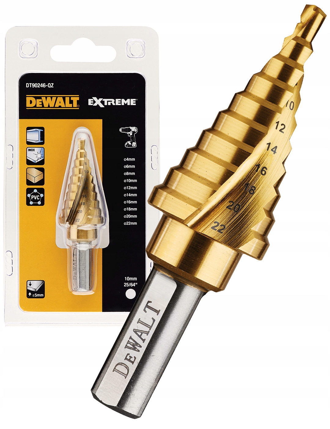 

Wiertło stopniowe metalu 4-22 Tytan DeWALT DT90246