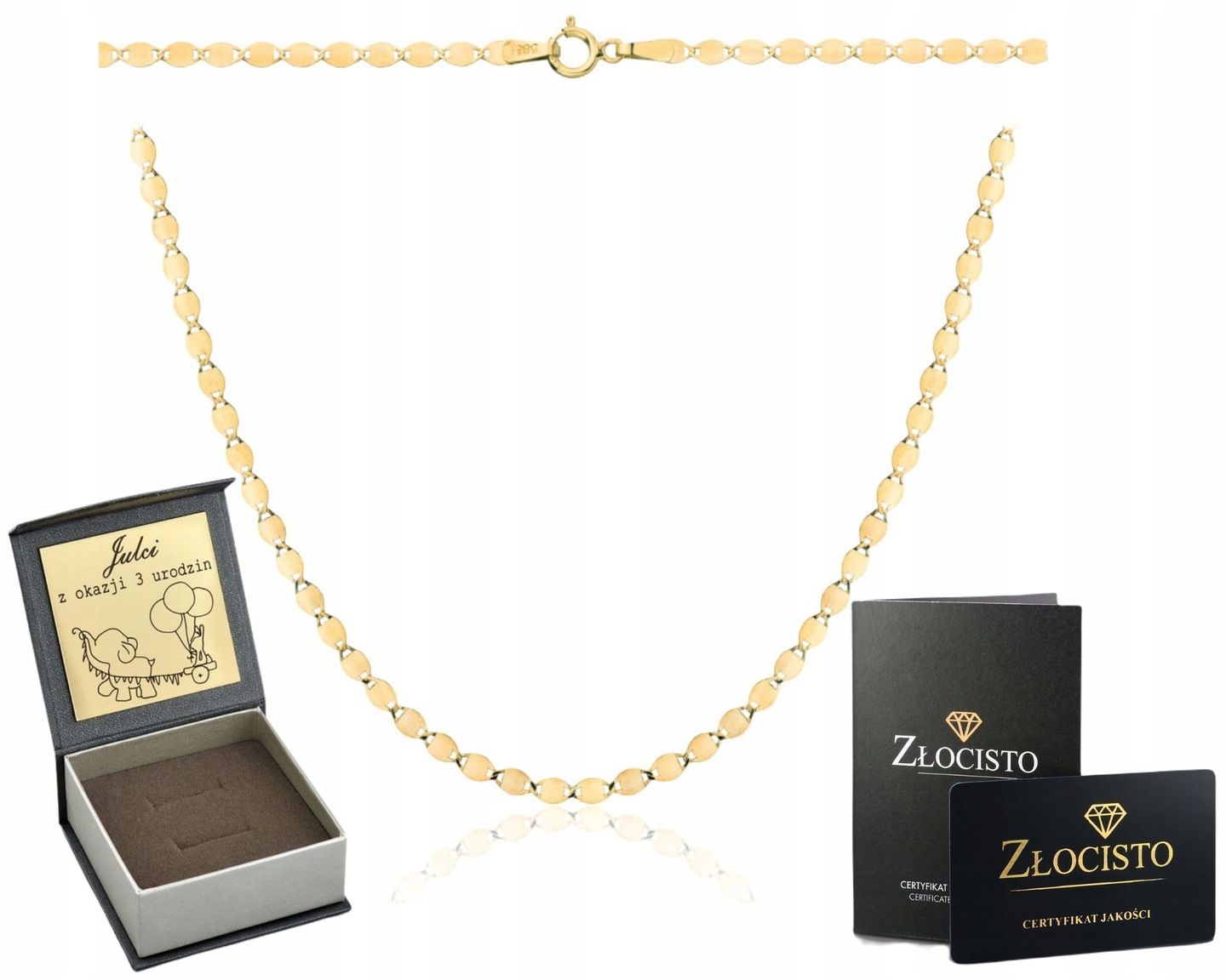 Zlatý Náhrdelník Jemné Plechy 40 CM 585 Gravírování Dárek K Vánocům