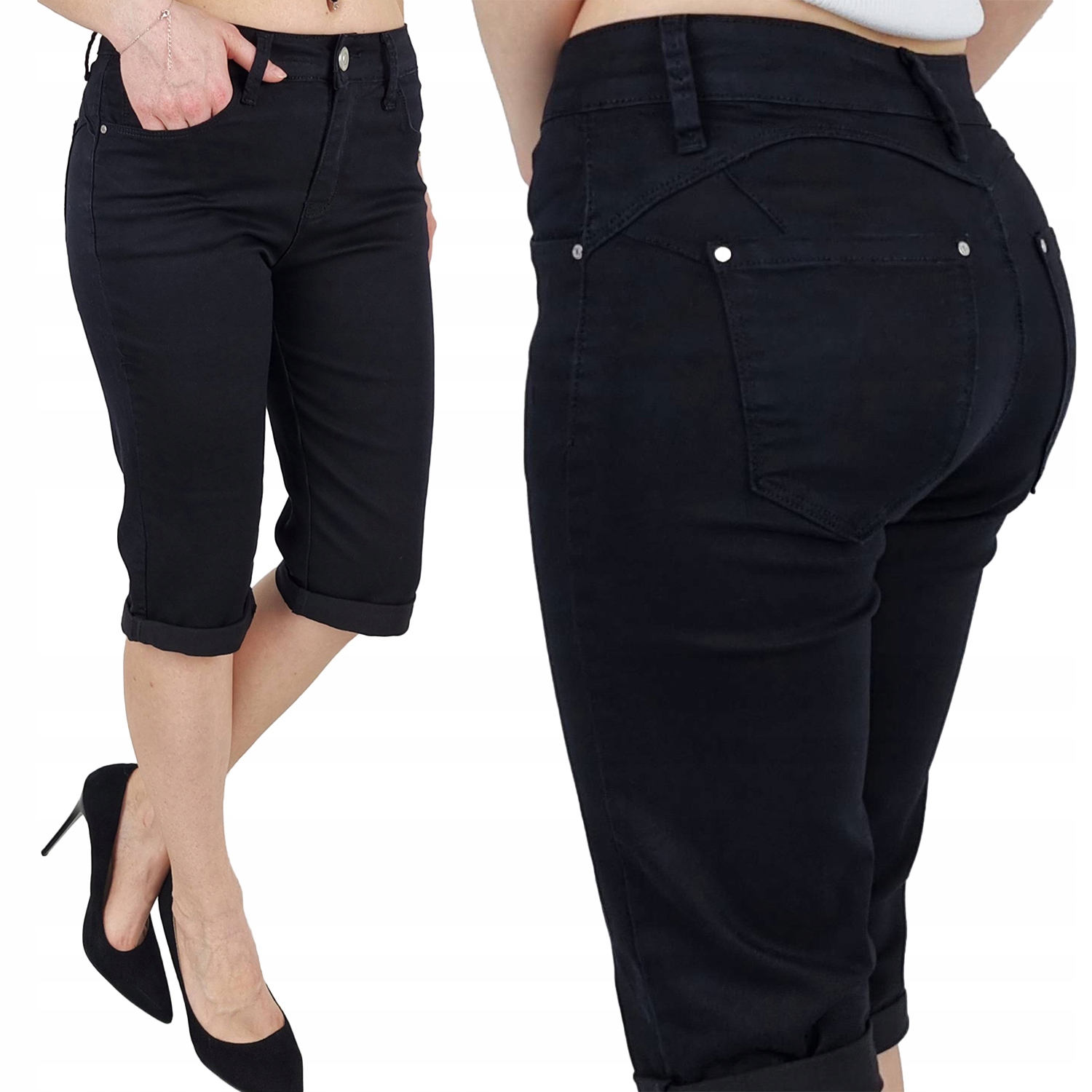 DAMSKIE SPODNIE JEANS RYBACZKI Plus-Size - Push-Up