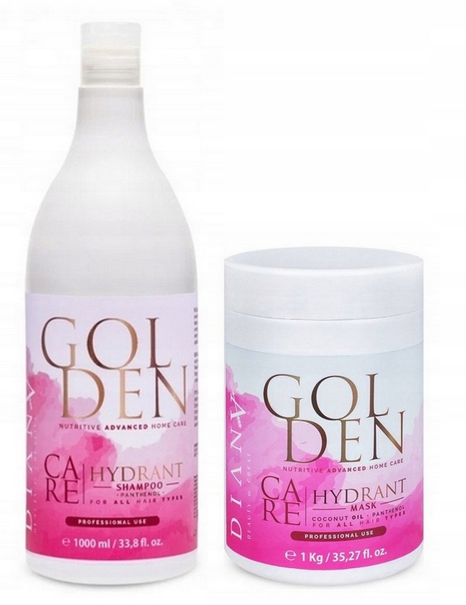 Diana Golden Zestaw po Nanoplastii Złote Proteiny Szampon 1000ml Maska 1kg