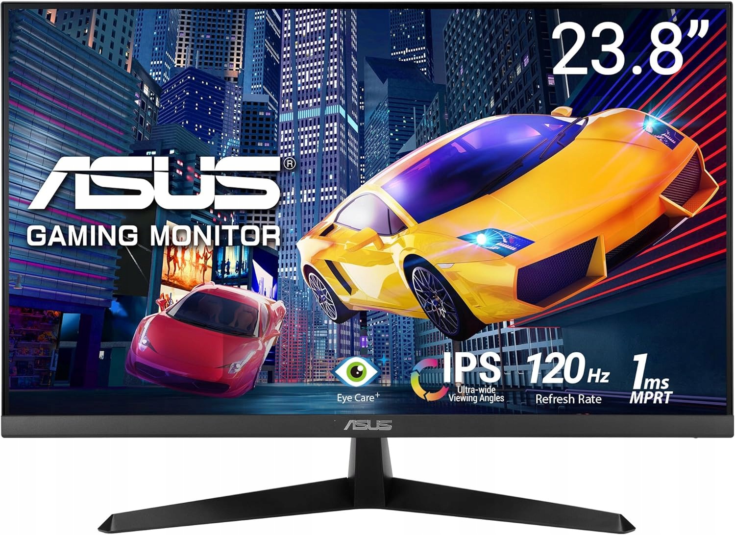 Herní monitor Asus VY249HGR s úhlopříčkou 23,8" a rozlišením Full Hd, obnovovací frekvencí 120 Hz a odezvou 1 ms, adaptivní synchronizací