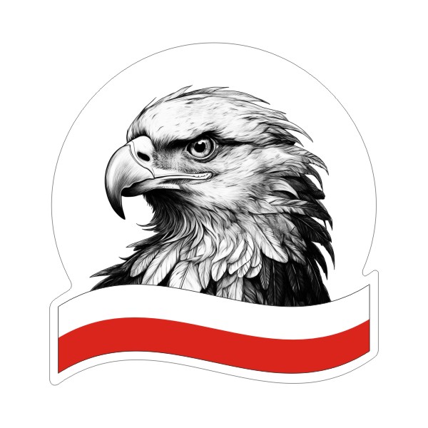 Naklejka Polska z Orłem i Flagą 8 cm