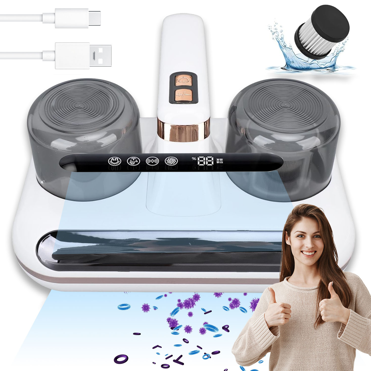 Uv Odkurzacz Antybakteryjny Do Roztoczy Materacy Sof 253.7NM Hepa