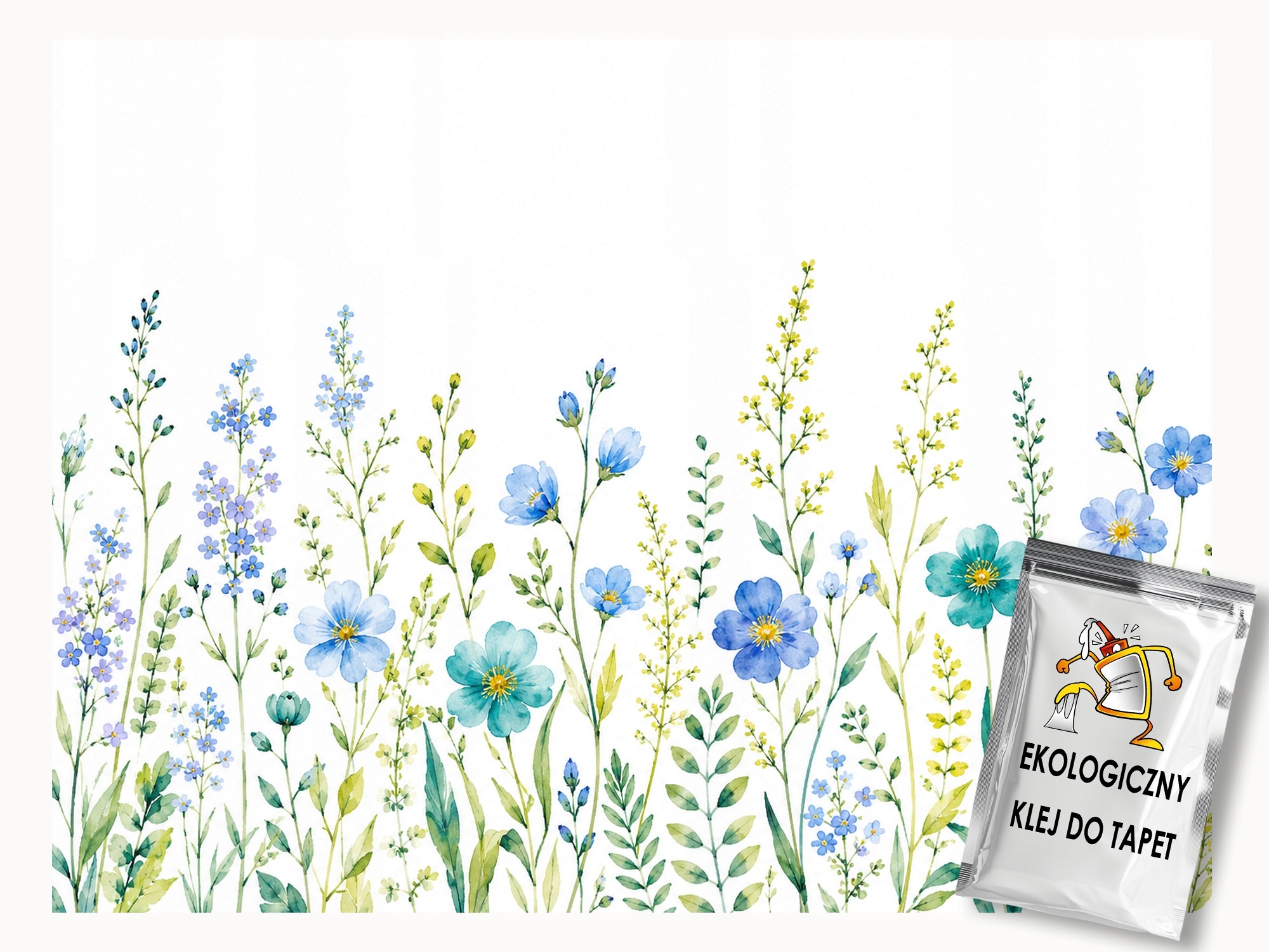 Fototapeta Flizelina Akvarel Příroda Louka Modré Květy 350x270 155g