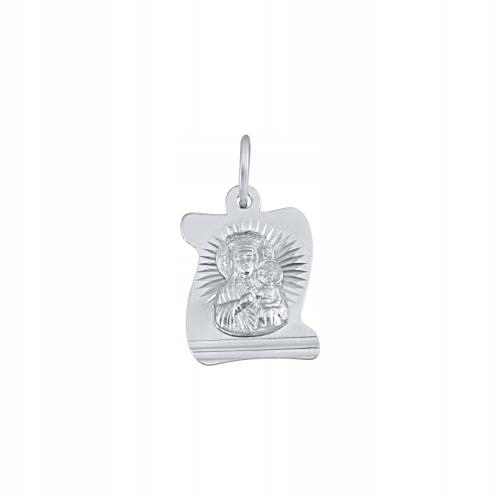 Papyrusový medailonek z bílého zlata s obrázkem Panny Marie Čenstochovské