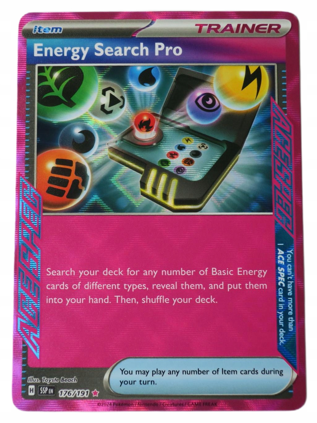 ORYGINALNA KARTA POKEMON SURGING SPARKS ENERGY SEARCH PRO SSP 176/191 ACE