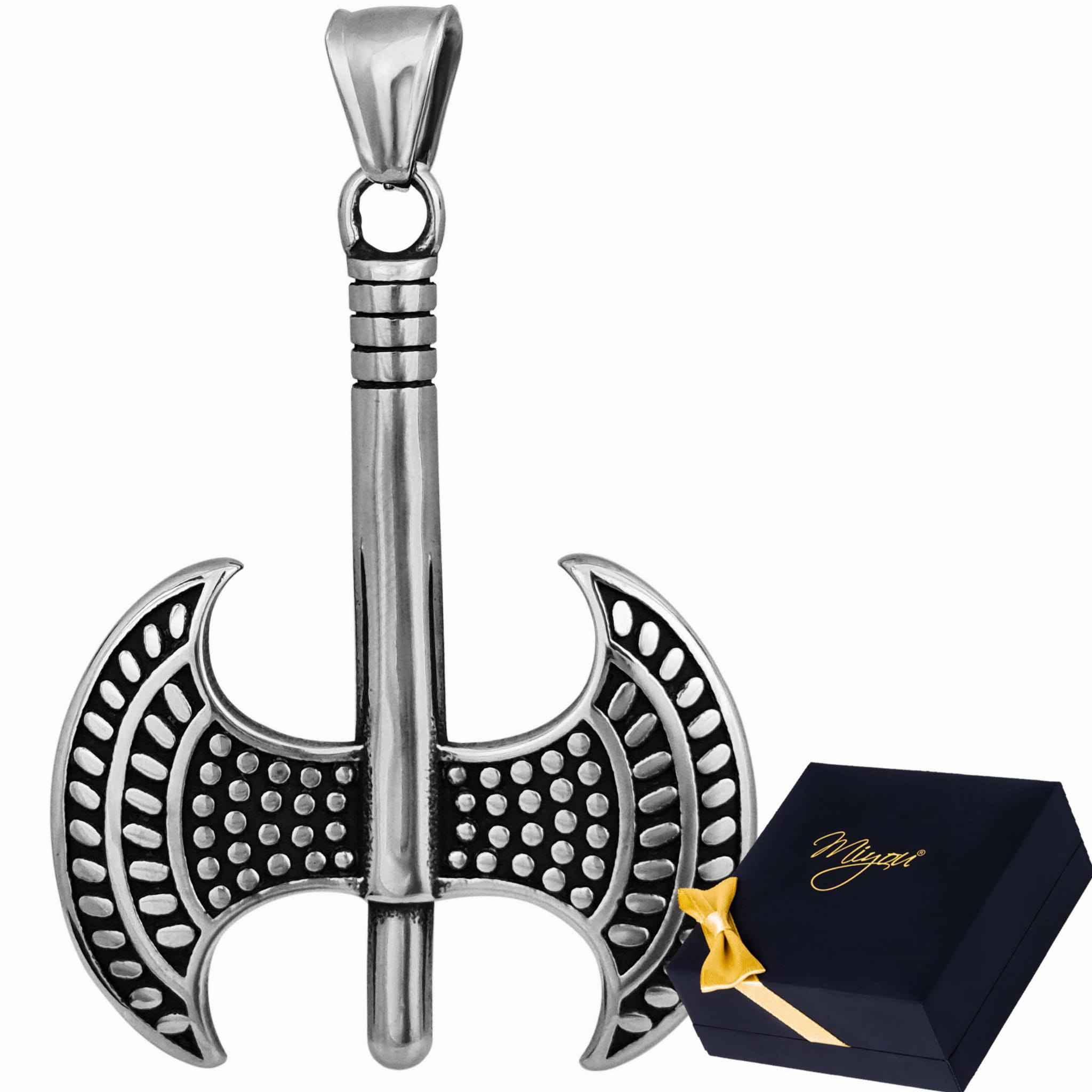 Srebrny Wisiorek Męski Topór Dwustronny Stal