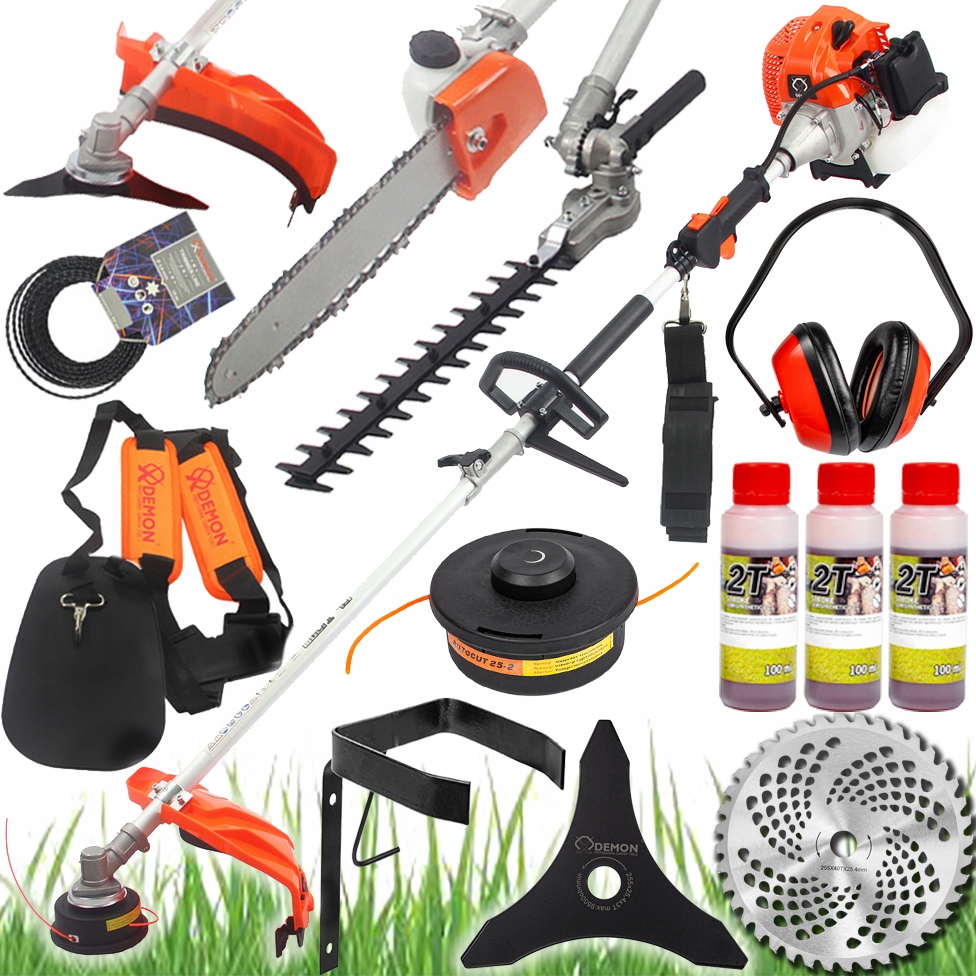 Kosa Spalinowa 4w1 Kosiarka Kosa Nożyce Do Żywopłotu Piła Pilarka Demon 3KM