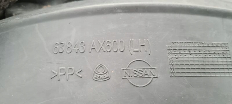 NADKOLE LEWY PRZÓD 63843AX600 NISSAN MICRA K12 Numer katalogowy części 63843AX600