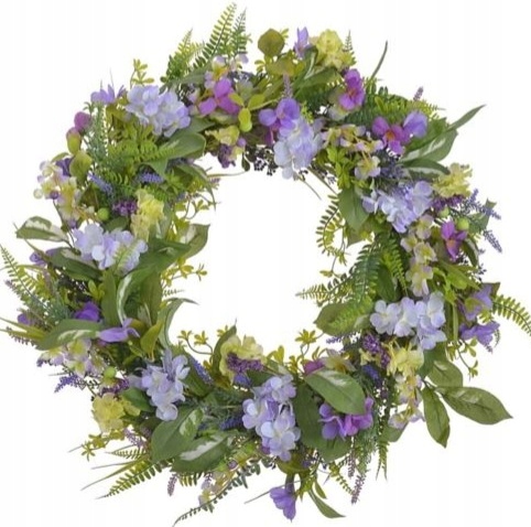 veniec kvetinový veniec umelé fialové kvety 65 cm