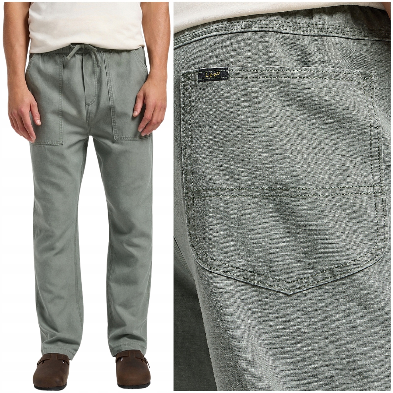 Lee Utility Drawstring Pant zelené volné pánské kalhoty len S
