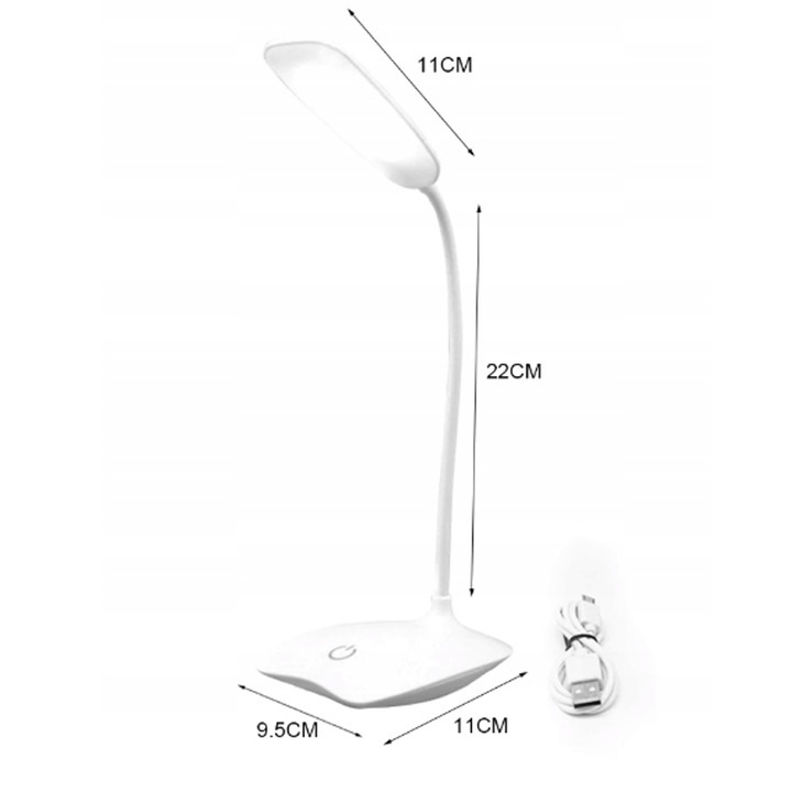 Lampka biurkowa NOWOCZESNA LAMPKA biały moc do 4,5 W Zasilanie akumulatorowe