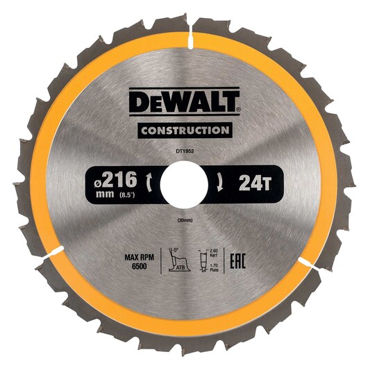 PIŁA TARCZOWA DO DREWNA 216/30MM, DT1952-QZ DEWALT