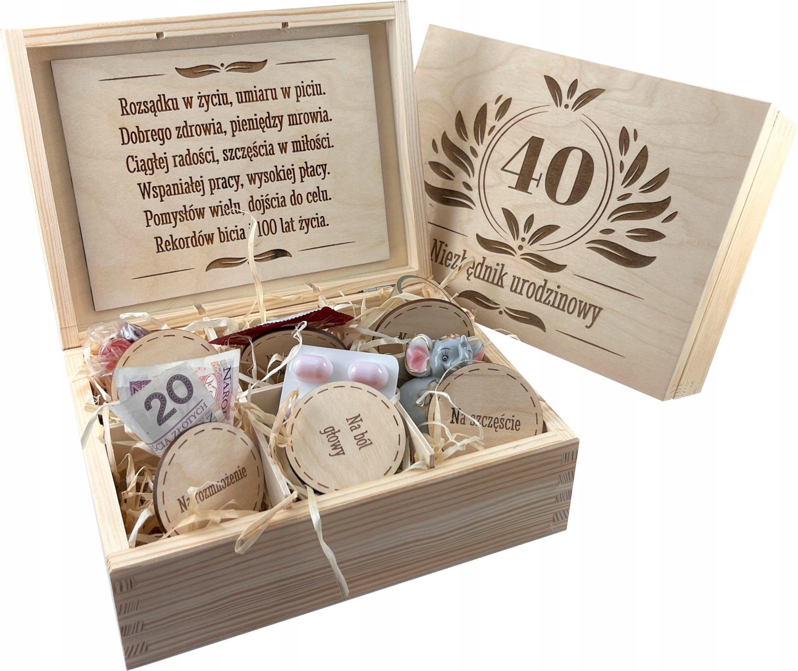 

Drewniane Pudełko Niezbędnik Urodzinowy