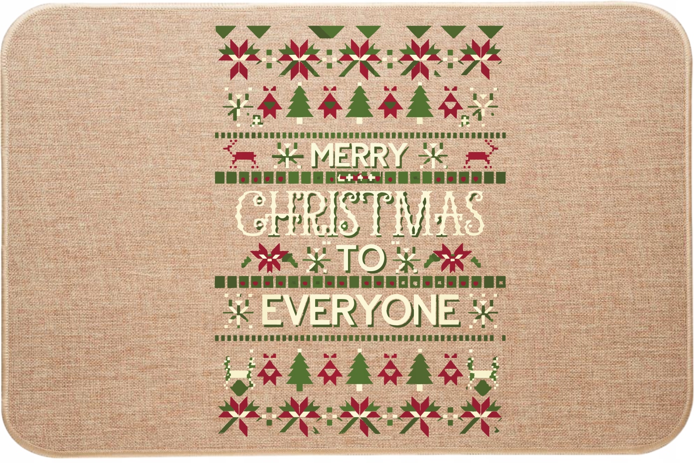 Lněná rohožka Vánoční barevná Veselé Vánoce všem