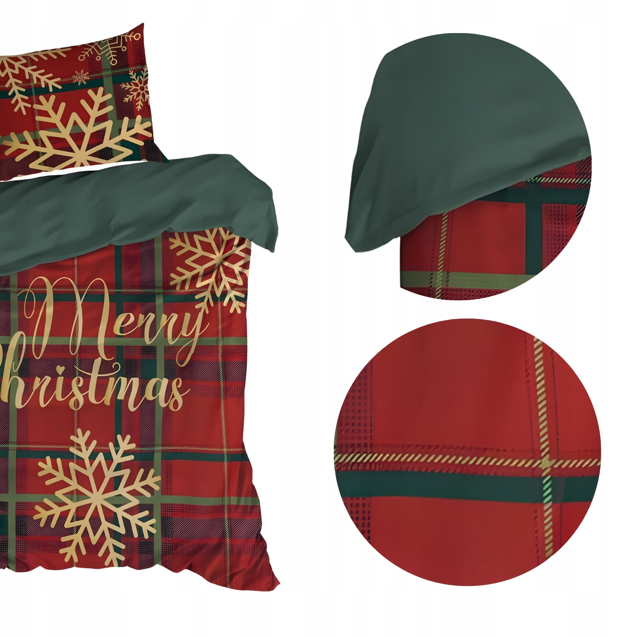 Povlečení Vánoční Povlečení Set 3el 220X200cm Bavlna Červená Dárek