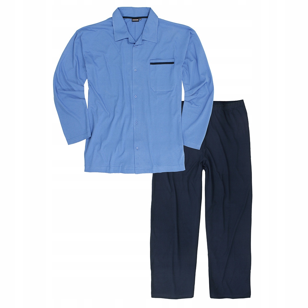 Adamo pyžamo pánské 119265 rozepínací nadměrná velikost 5XL světle modrá