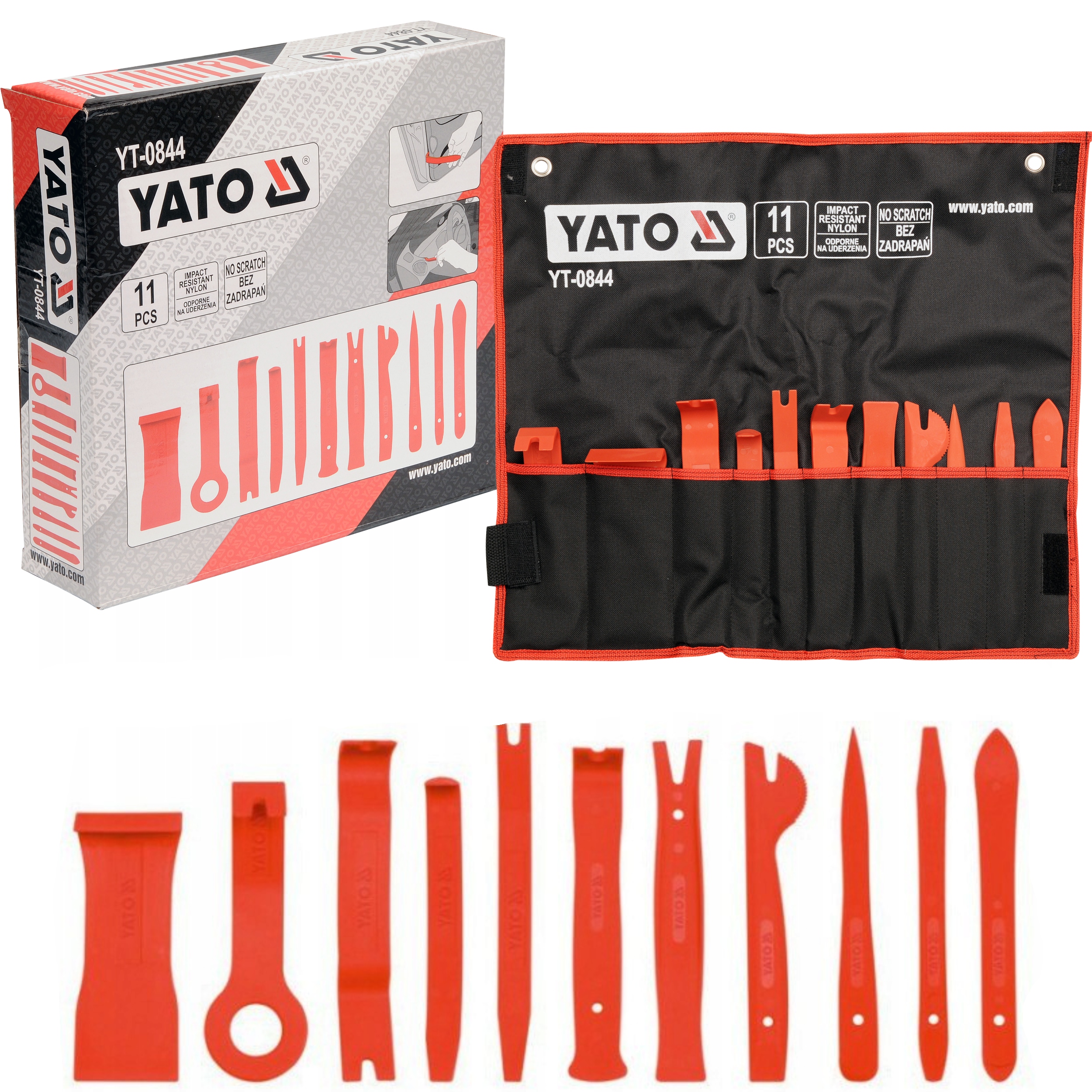 YATO ZESTAW ŚCIĄGACZY DO DEMONTAŻU TAPICERKI SPINEK RADIA 10el. ETUI