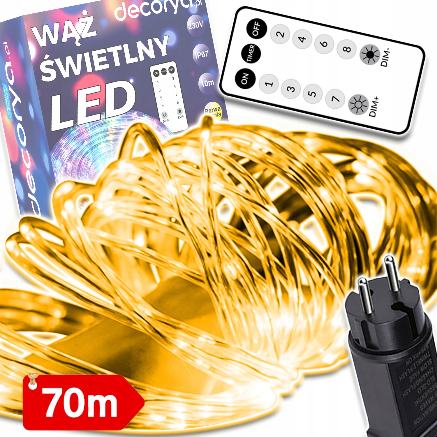 Led Světelná Hadice Vánoční Osvětlení Na Stromeček Venkovní Girlanda 70 M Voděodolná IP67