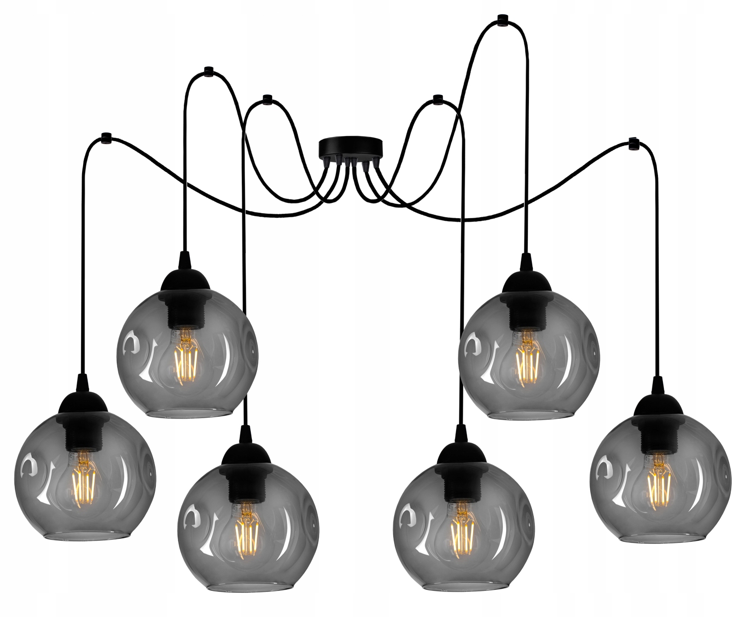 

Szklana Lampa Wisząca Sufitowa Żyrandol Pająk Kule