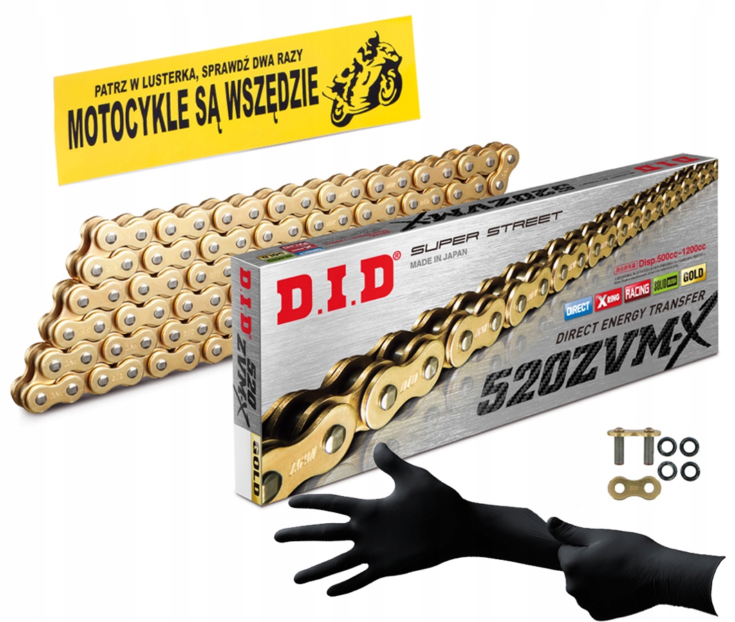 ŁAŃCUCH NAPĘD-OWY DID 520 ZVMX G&G-100 ZŁOTY