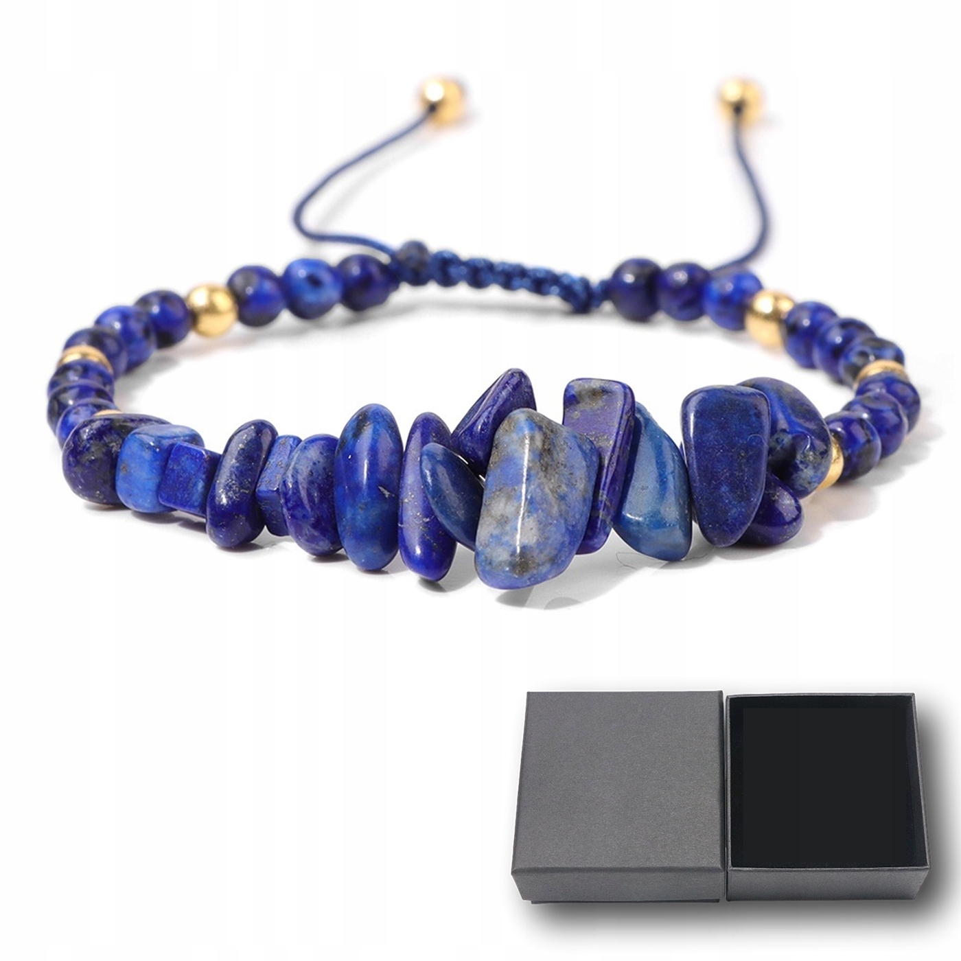 Pletený náramek Přírodní kámen Lapis Lazuli Korálky 5-8 mm Regulace