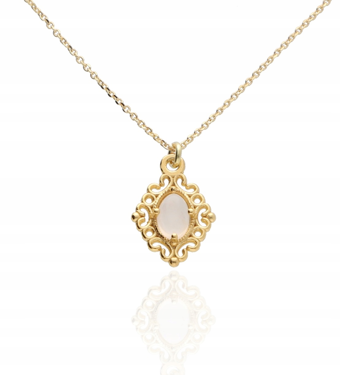 Zlatý náhrdelník Přírodní Křemen Růžový talisman 40 cm