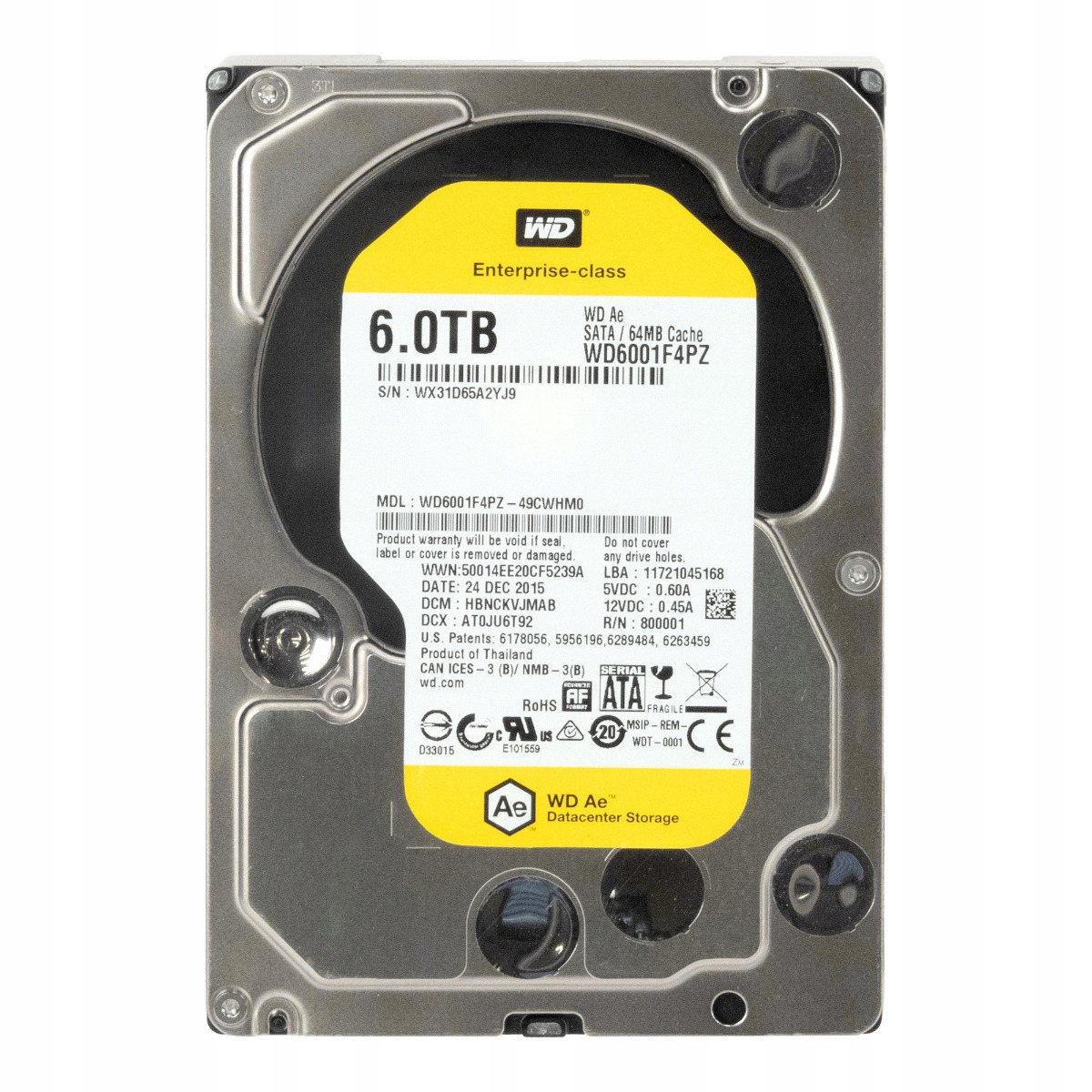 Wd Ae 6TB 5760RPM 64MB Sata III 3.5'' WD6001F4PZ