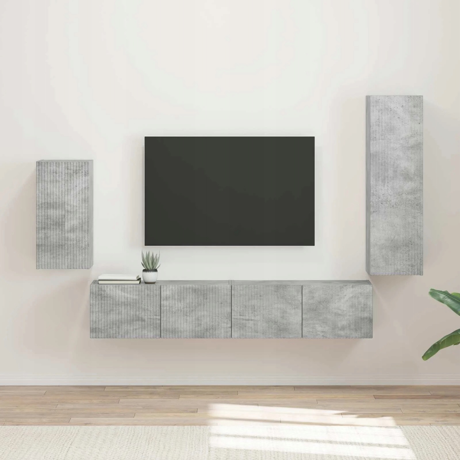 vidaXL Zestaw szafek Rtv 4 pcs Betonowy szary Materiał drewnopochodny