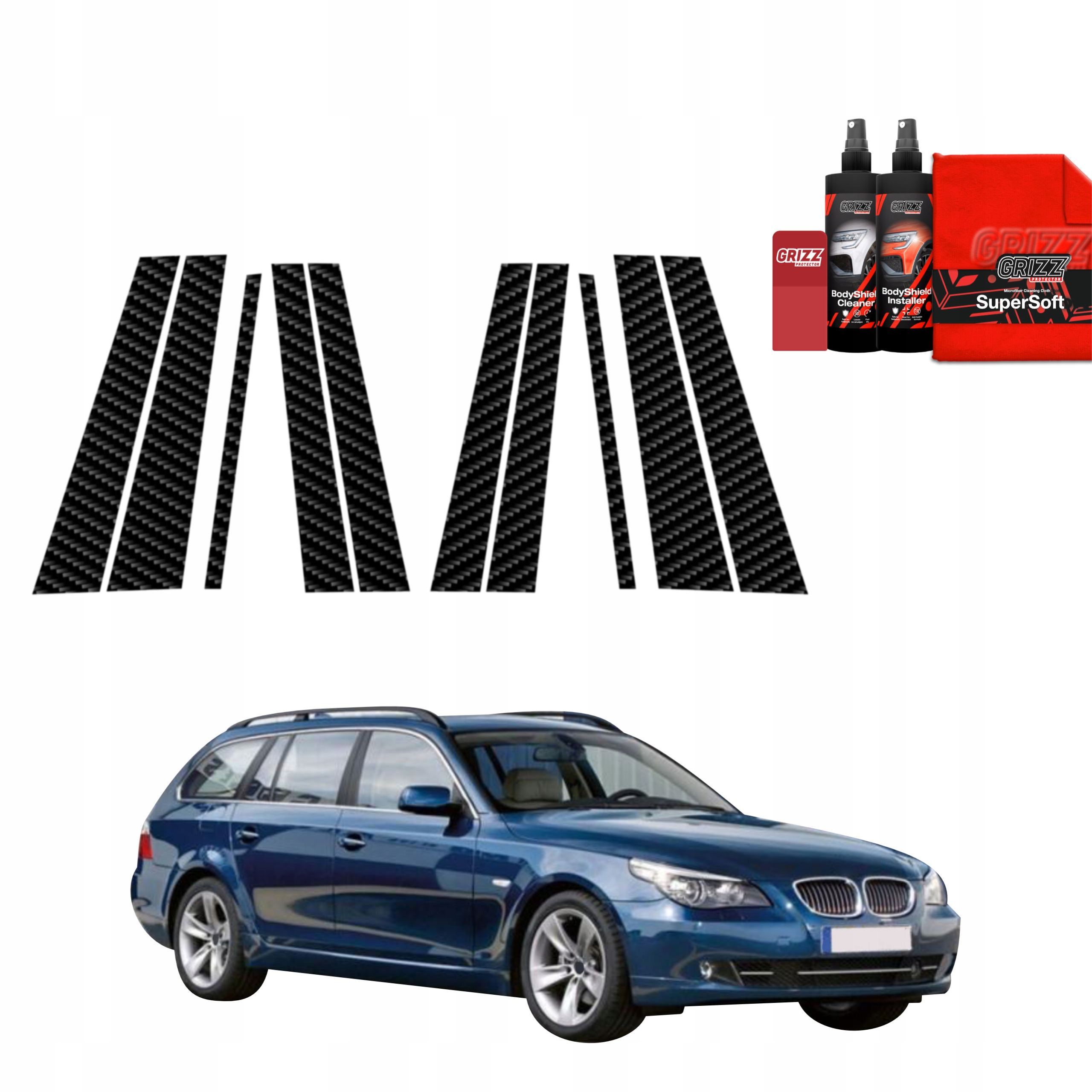 10v1 Fólie na sloupky pro Bmw 5 E61 Kombi LCI (2007-2010)