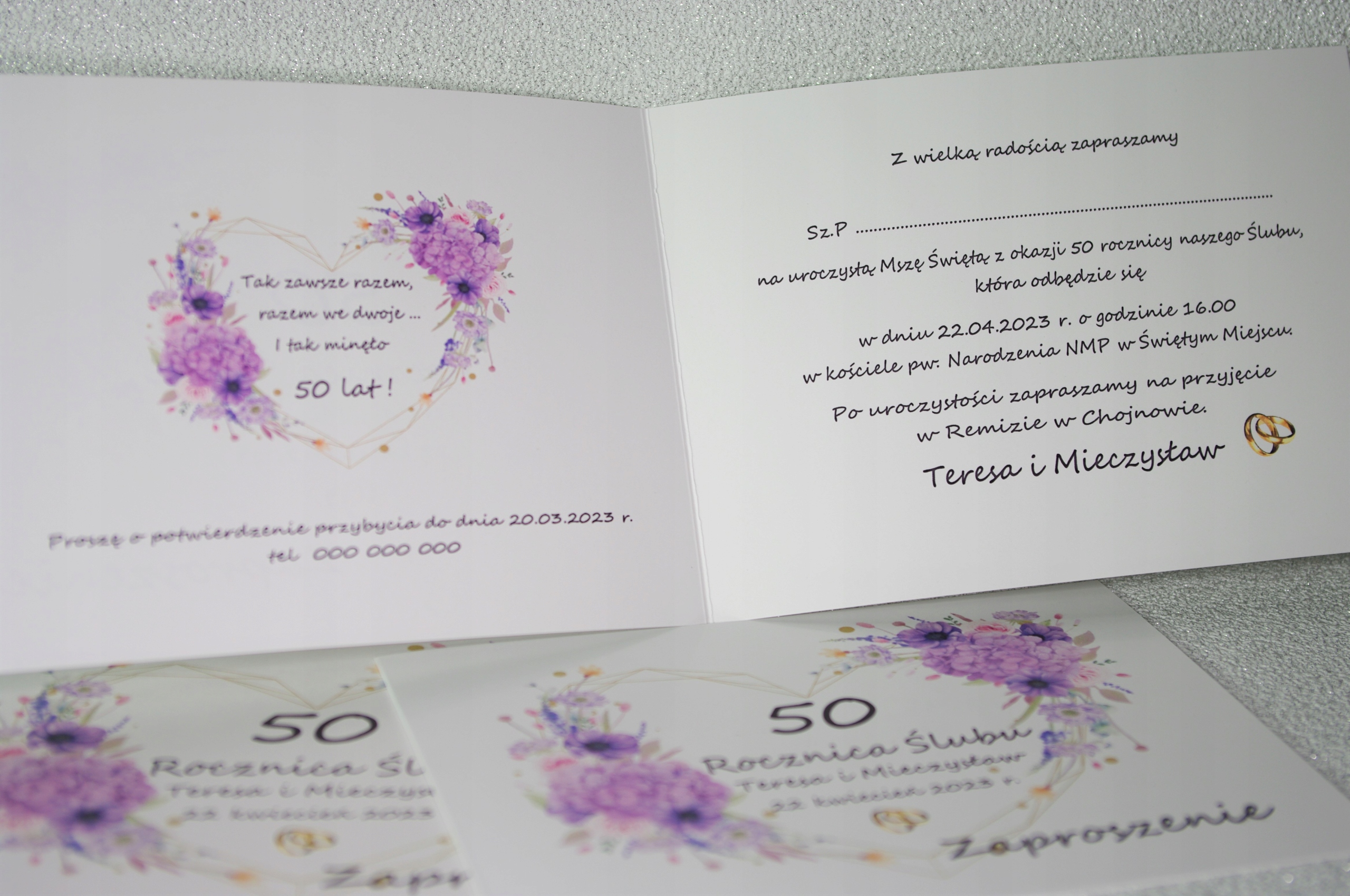 Zaproszenia na Jubileusz Rocznicę Ślubu 40 50 .. pełna personalizacja Kod producenta 02