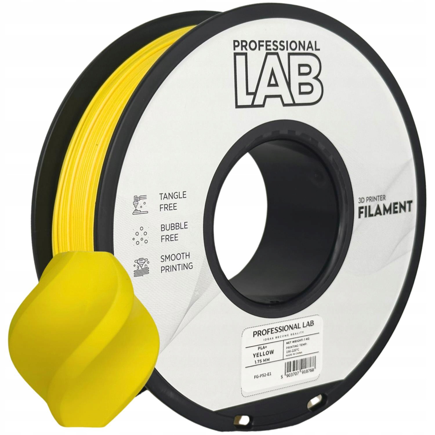 2 x Filament Pla+ 1,75mm 1kg żółty słoneczny Yellow Prof Lab
