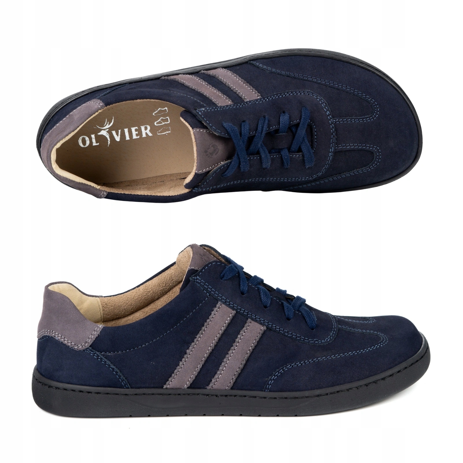 Pánské ležérní kožené šněrovací boty 1290 tmavě modré 40