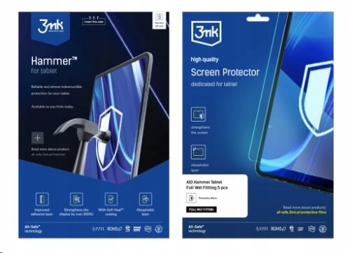 3mk All-Safe Aio fólie Hammer Full Wet Fitting Tablet 5 ks 5903108485272