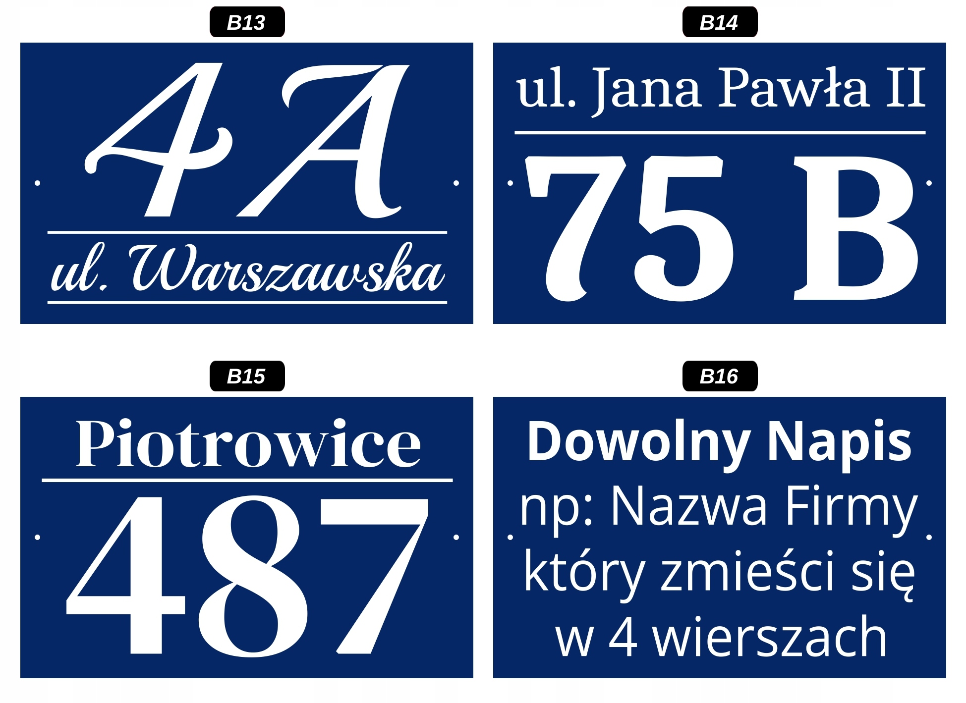 TABLICZKA ADRESOWA DUŻA NIEBIESKA - METALOWA -UV Kolor inny