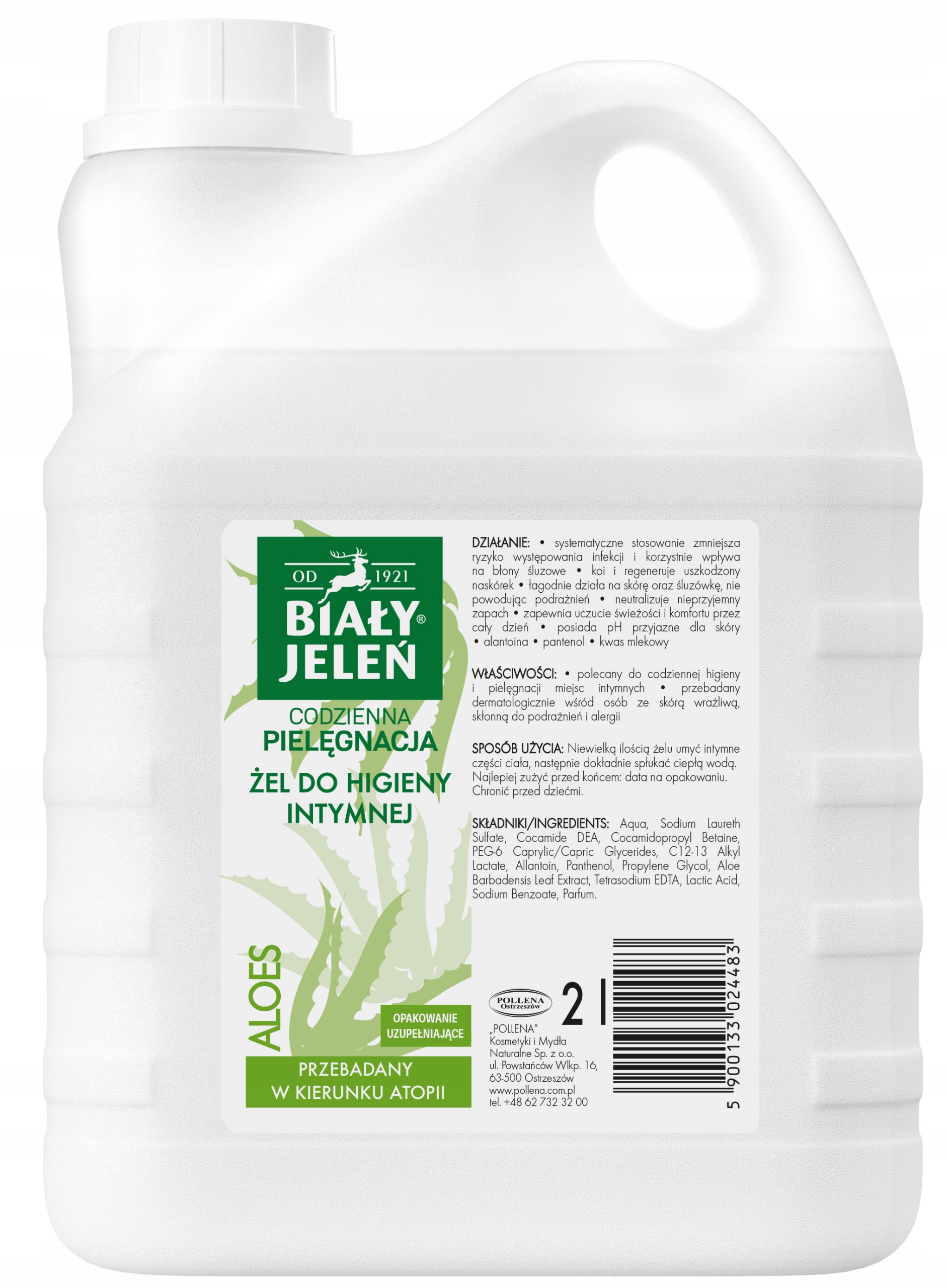 

Żel do higieny intymnej aloes Biały JELEŃ-zapas 2l