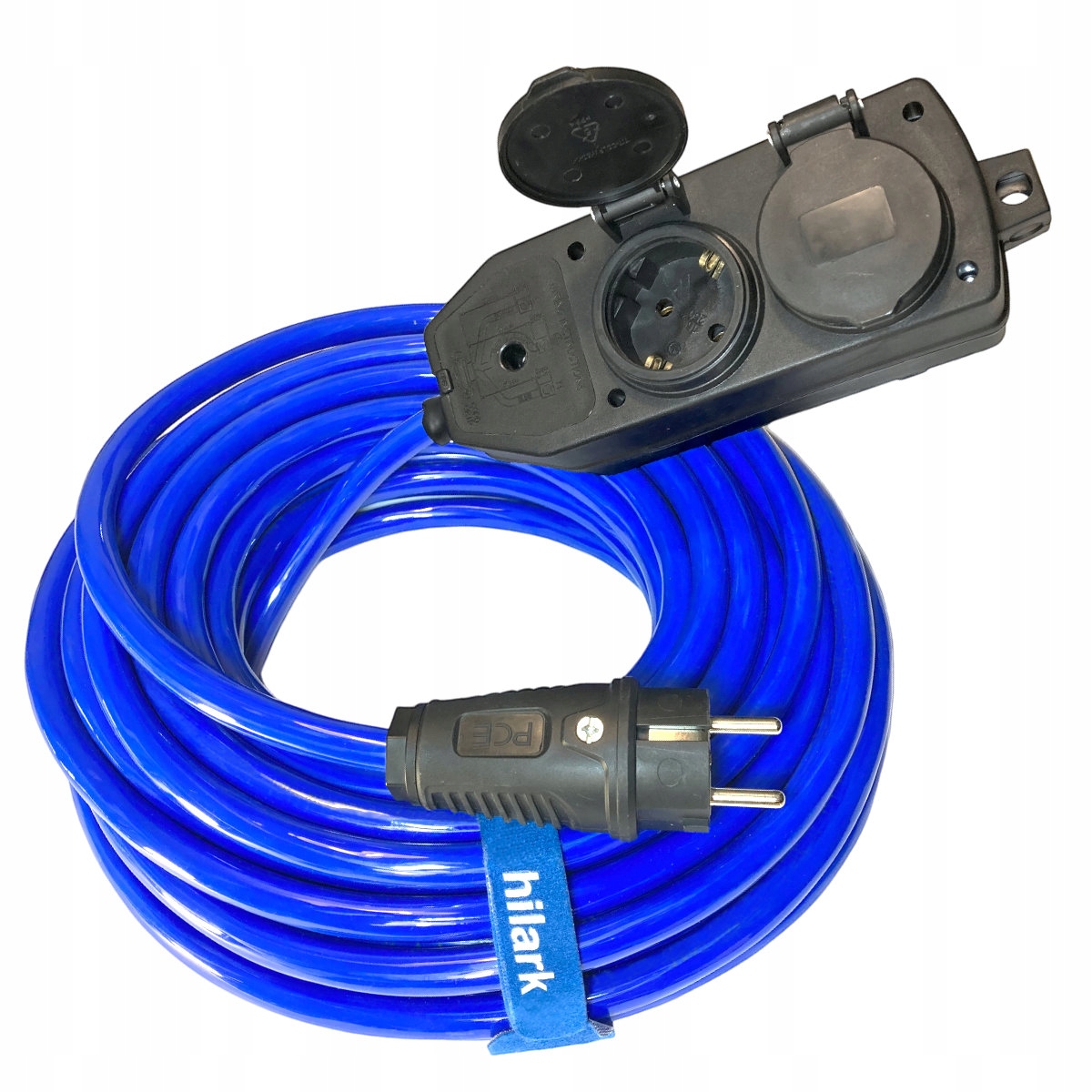 Predlžovací Kábel gumový rozbočovač 4 zásuvky H07BQ-F 3x2,5 blue Pur Schuko 15 m