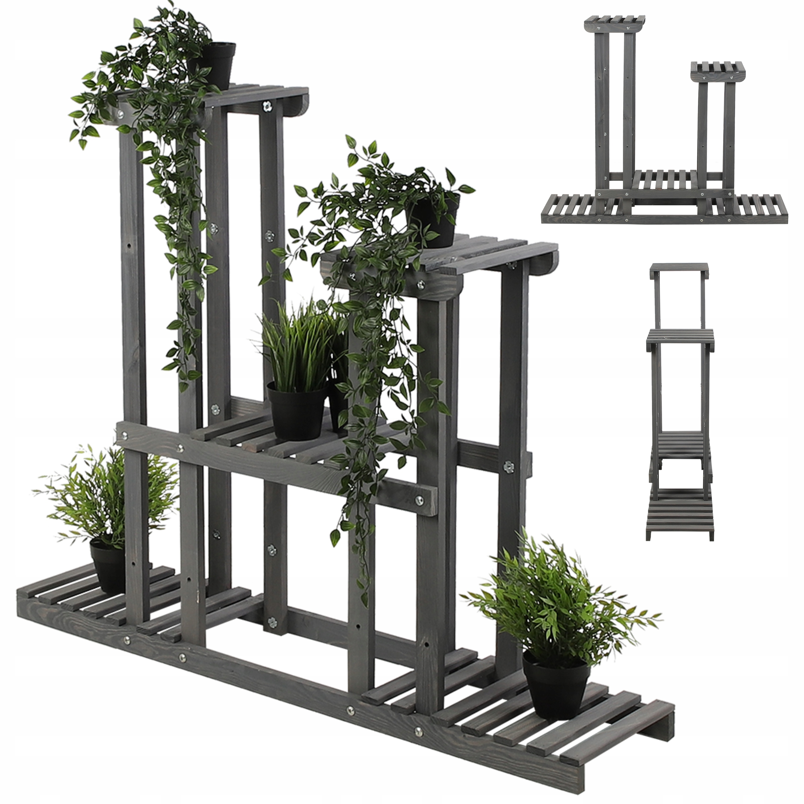 Držák Na Květináč stojící, vysoký dřevěný stojan na květiny, Velký, Pevný, Odolný