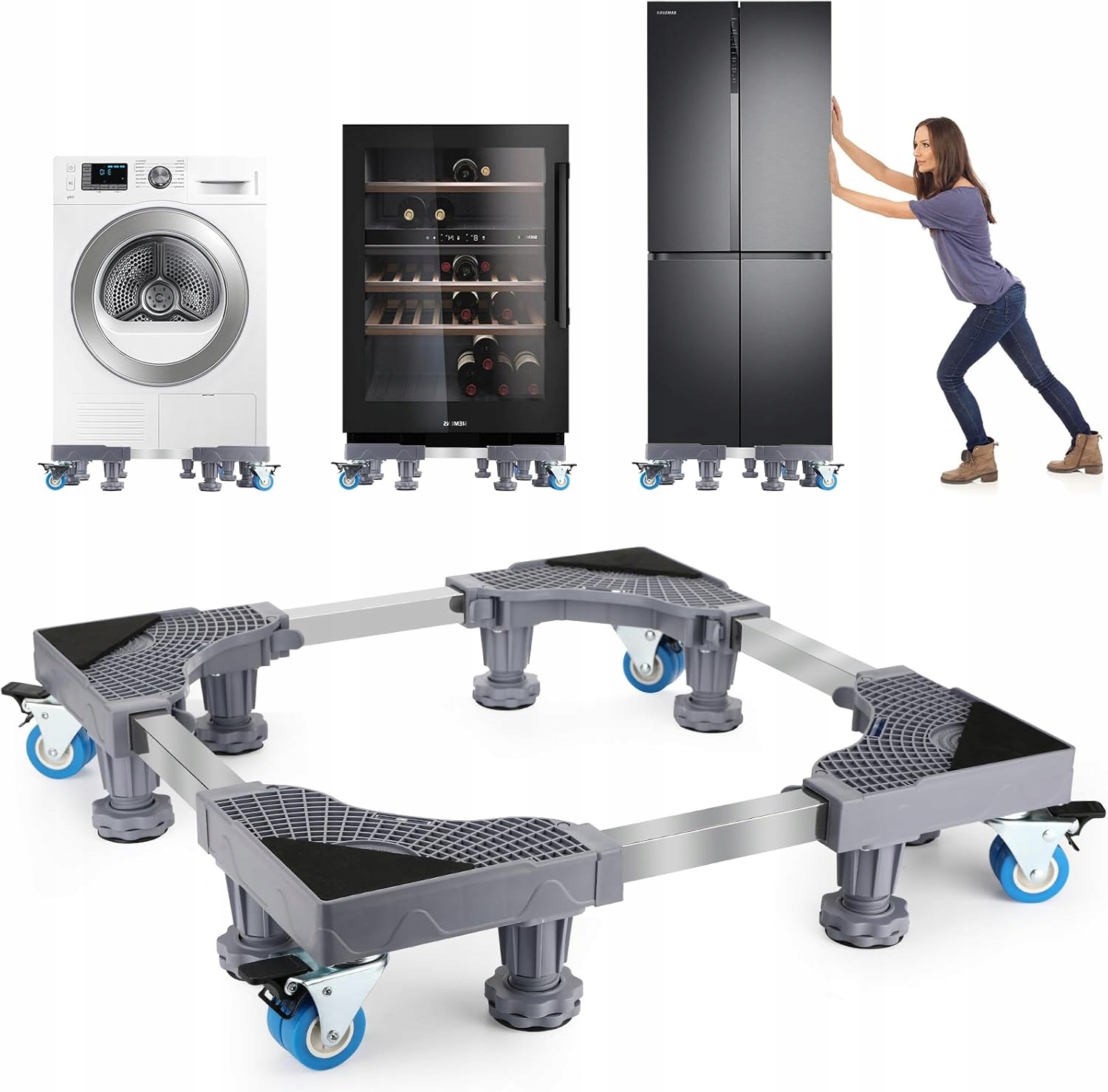 Stojak Podkładka Pod Pralkę Lodówkę Zmywarkę Regulowana Z Kółka Do 300KG