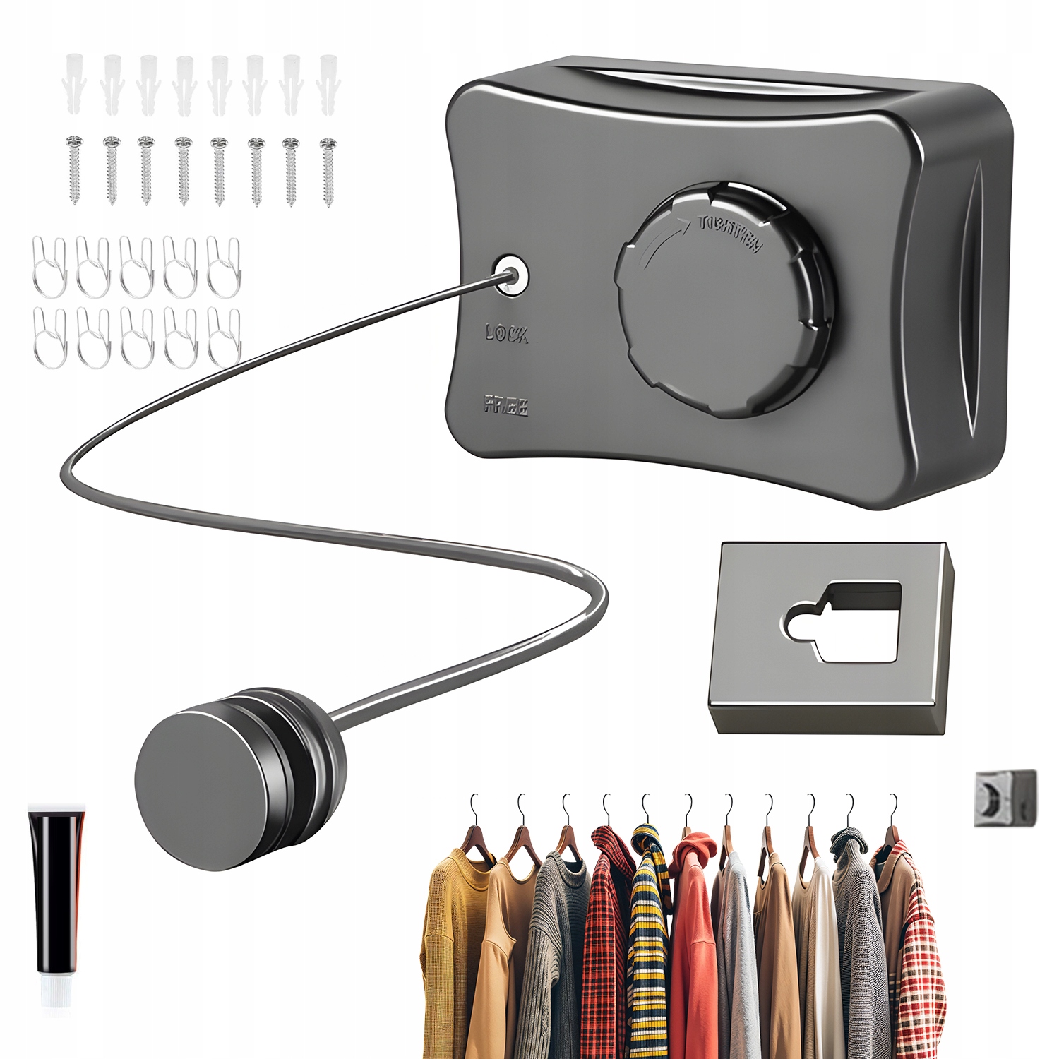 Levně Výsuvné Nástěnné Lanko Z Nerezové Oceli Pro Balkon A Koupelnu