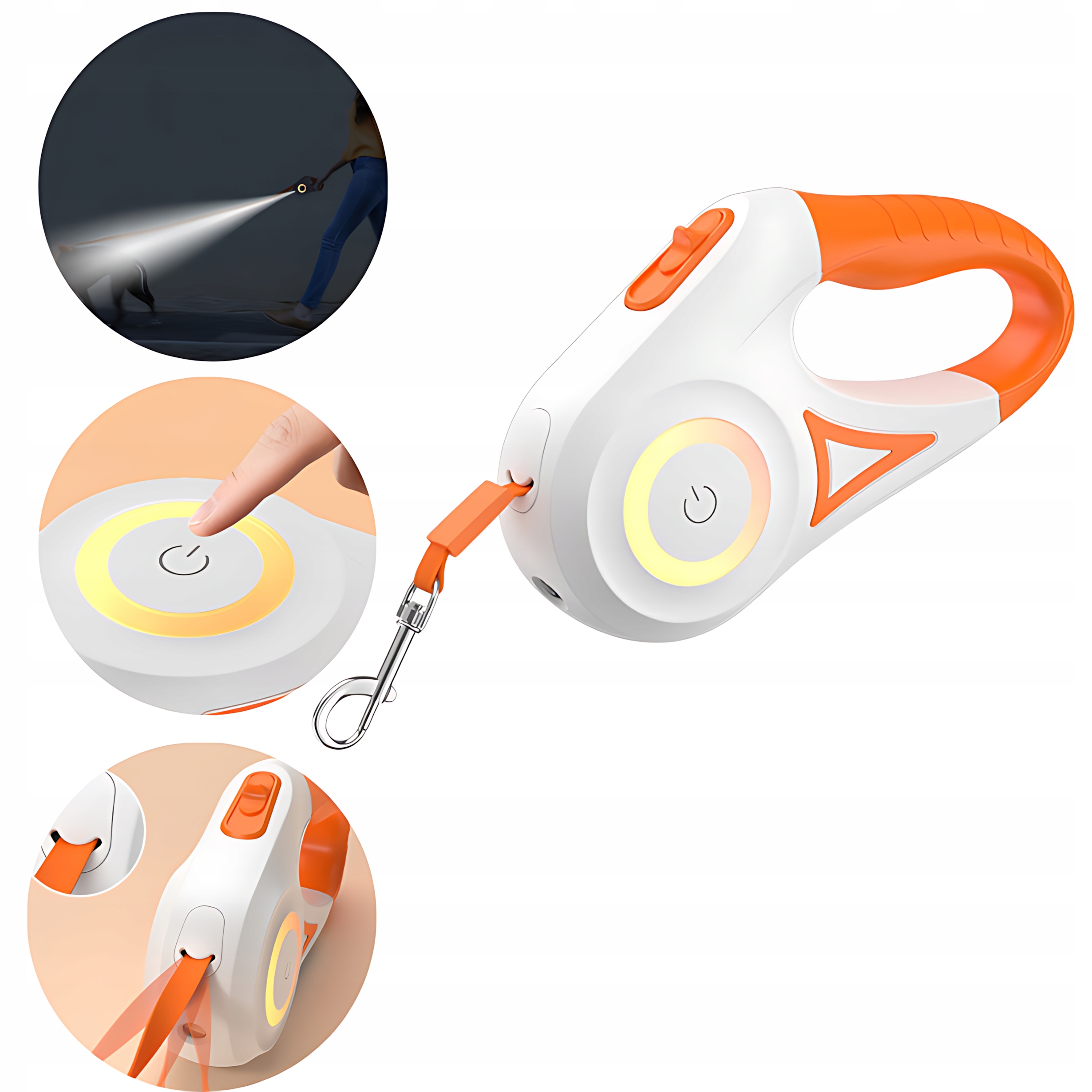 Levně Vodítko Automatické Led Rojeco 5m Oranžové S Led Svítilnou Blokádou Rgb