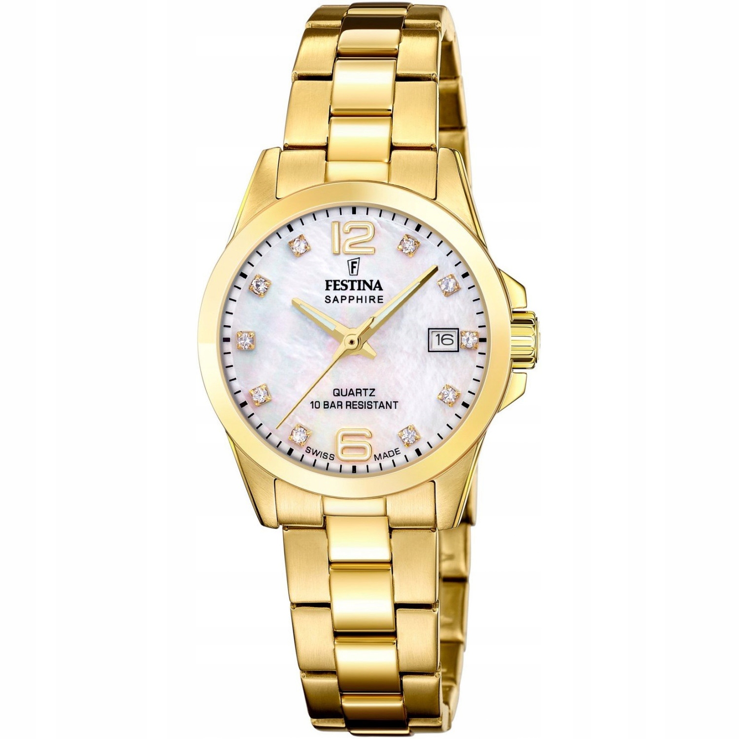 Dámské hodinky Festina F20050-1 Zirkony zlaté