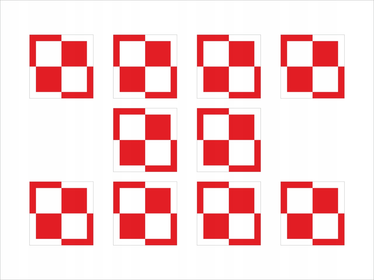 Flaga Polska szachownica polski naklejka wlepka nalepka komplet 10 sztuk