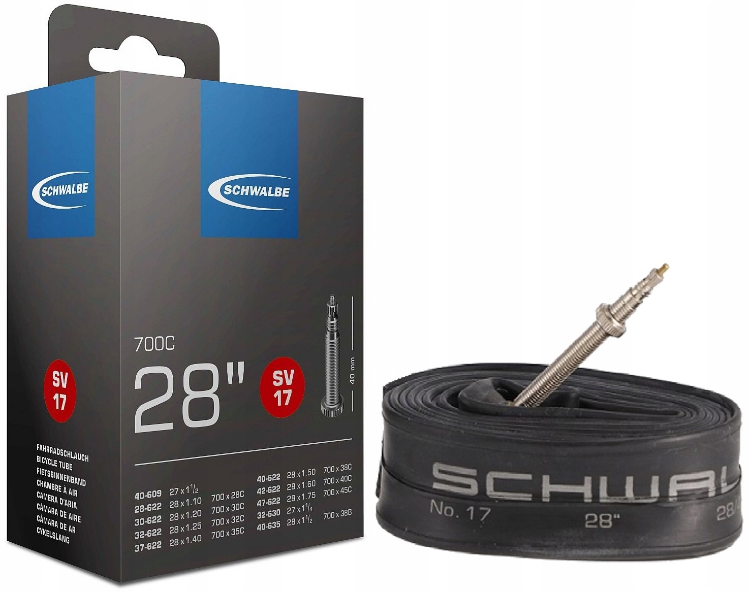 

Schwalbe dętka SV17 Box 28 700x28-45C Presta Sv