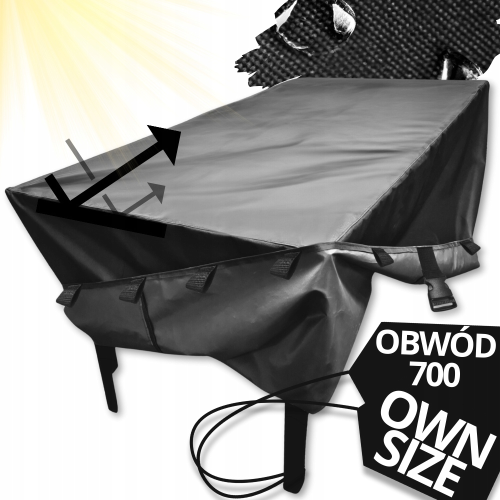 Obal Na Stůl Zahradní Nábytek Voděodolný Plachta Černý Obvod 700