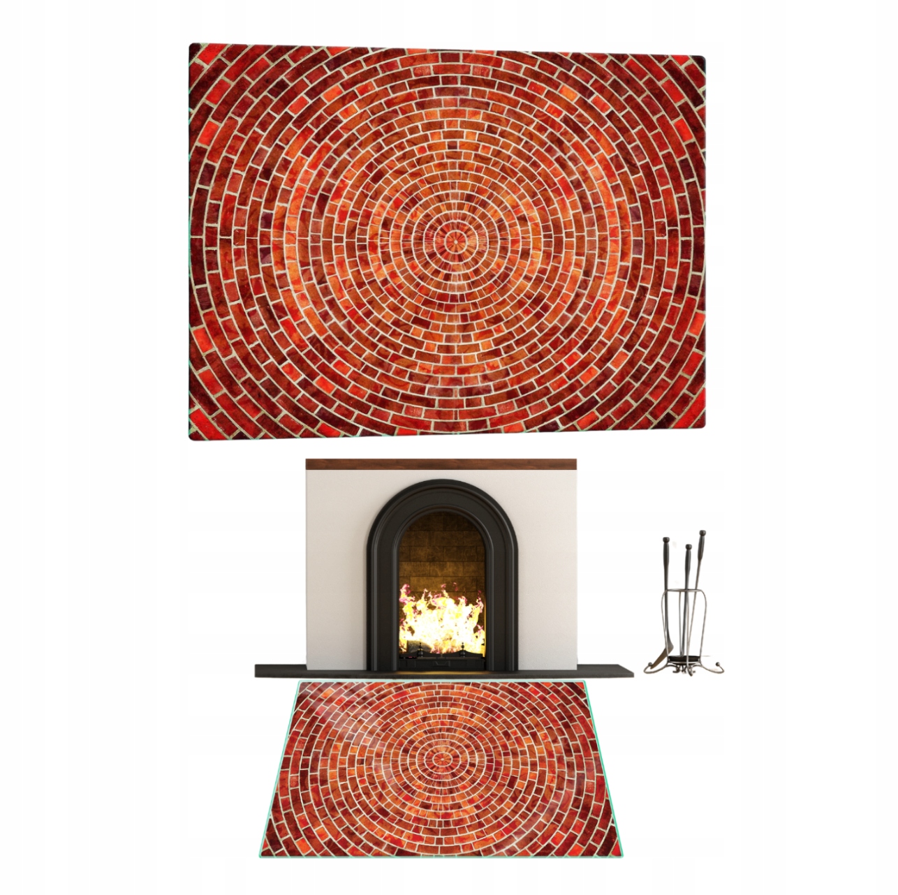 Sklo Podložka Sklo Kalený Krb Rozměr 50x52 cm s Grafikou Cihla