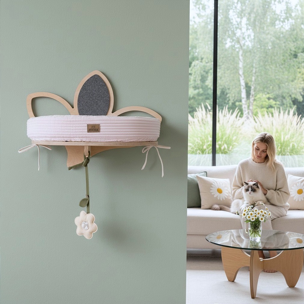 Police pro kočky na zeď s škrabadlem Stokrotka Solo hnízdečko Barvy