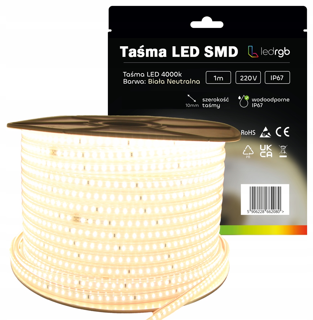Led pásek Smd 2835 220V 230V 100 m 4000K Bílý Neutrální Voděodolný IP67