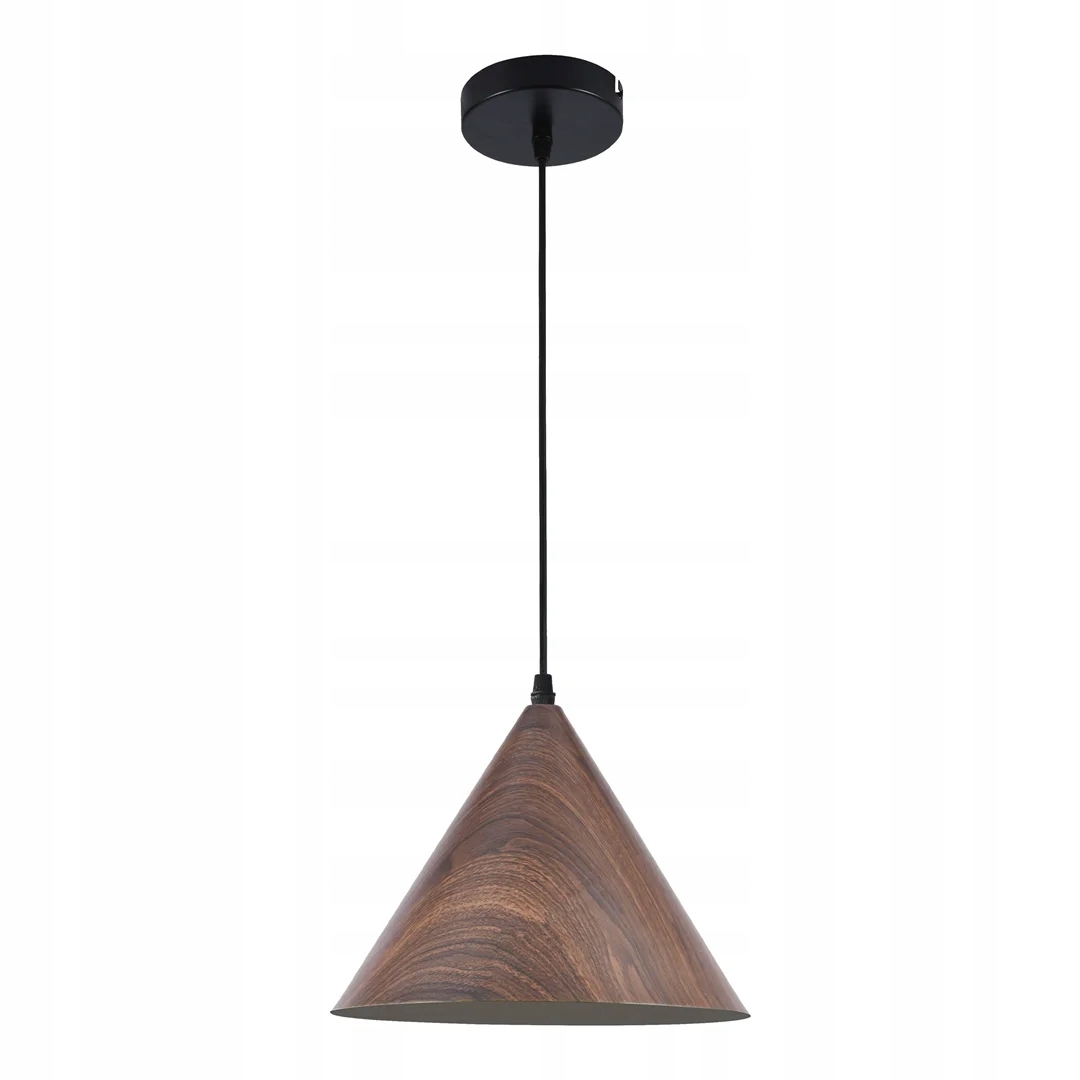 Závěsná lampa kužel 30 cm hnědá imitace dřeva nad stůl ostrov Milagro